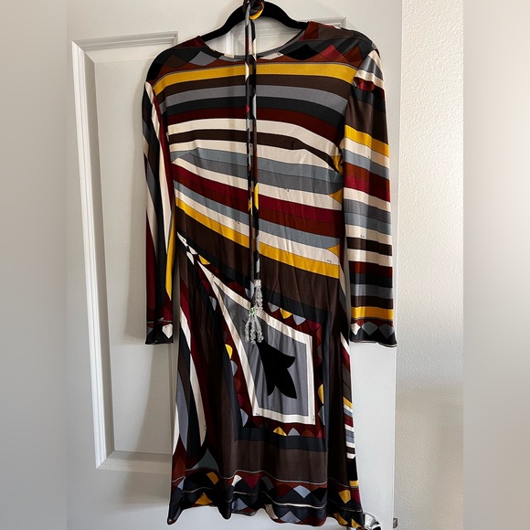 RARE Vintage 1960’s Emilio Pucci Signature Print Jersey Dress w/ beaded belt - Picture 2 of 10